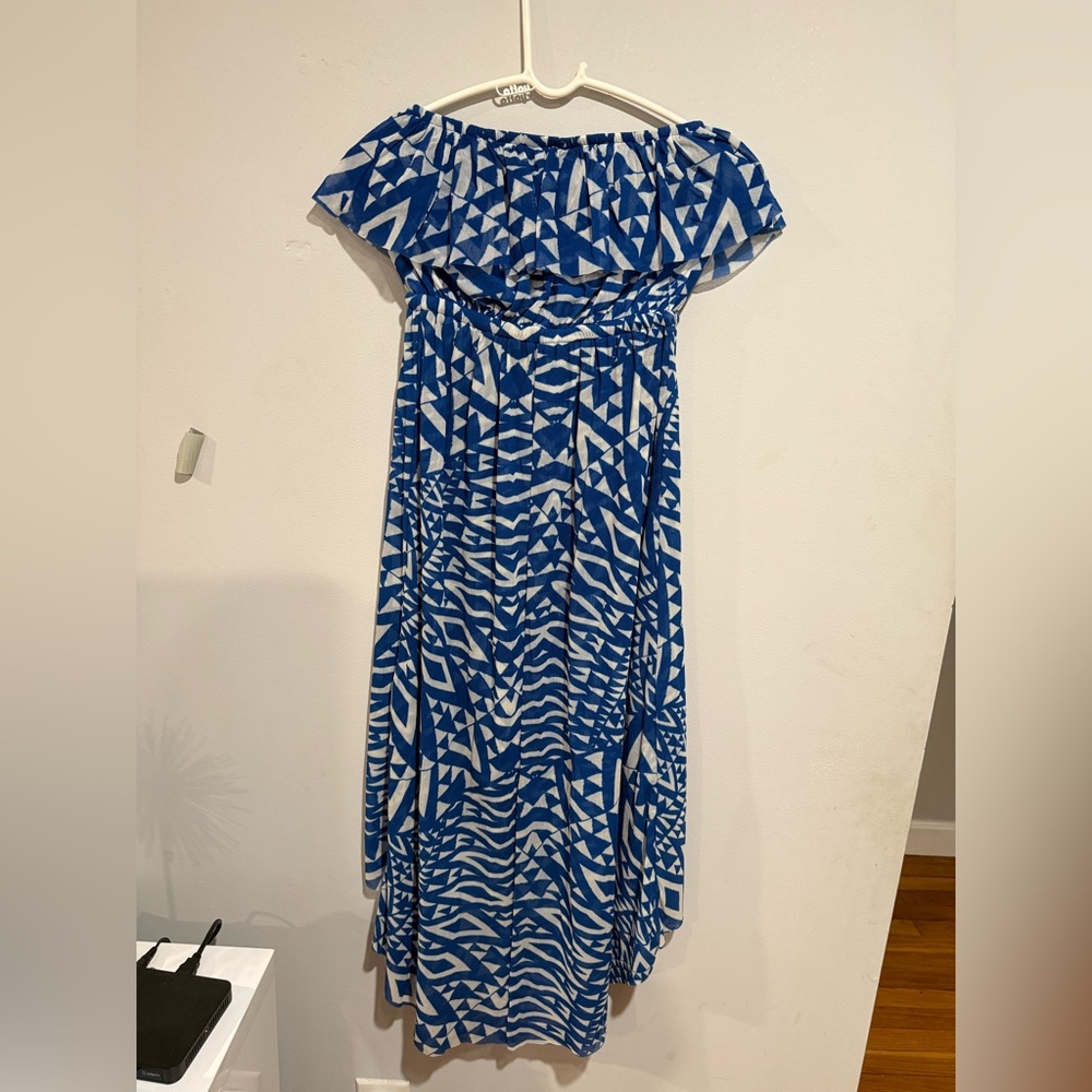 Anthropologie Blue and White Abstract Dress - Picture 7 of 9